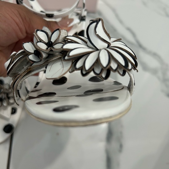 Sophia Webster Black and White Heels with Floral Accents